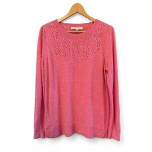 Women’s Pretty‎ Soft Pink Loft Pointelle Open Knit Sweater-Size L